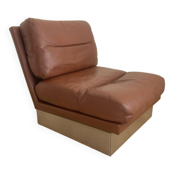 Chauffeuse cuir vintage Jacques Charpentier
