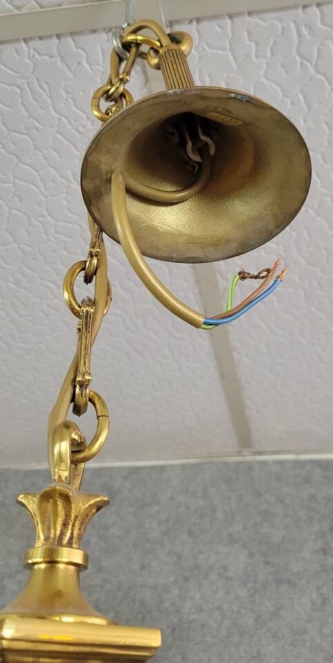 Lustre Style Empire en bronze a patine dorée