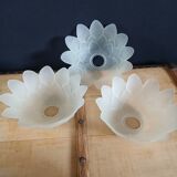 Set of 3 Art Deco glass paste pendant lights