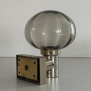 Set of 3 grey glass and chrome wall lights from the mid-century by N Leuchten, 1960s, Germany.