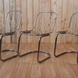 Series of 6 tubular steel chairs