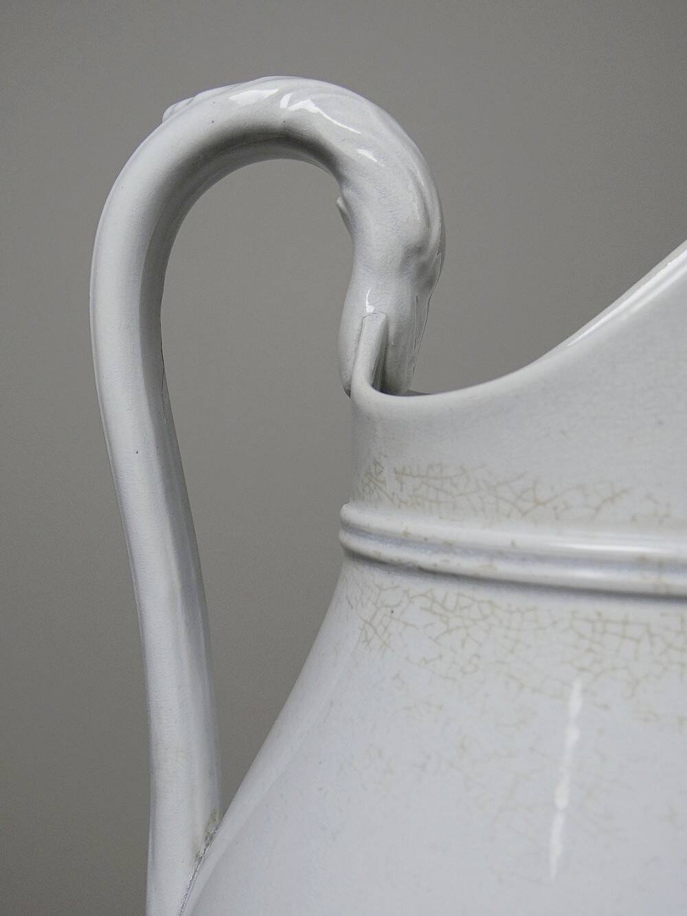 Antique white earthenware toilet jug from Pexonne, France