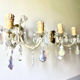 Pair of Marie Thérèse double wall lights in Bohemian crystal