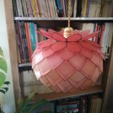 Vintage hanging lamp mother-of-pearl lotus flower and rose-degrading brass