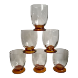Set of 6 shot glasses with amber foot art deco 30s