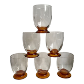Lot de 6 verres à liqueur avec pied ambré art déco années 30