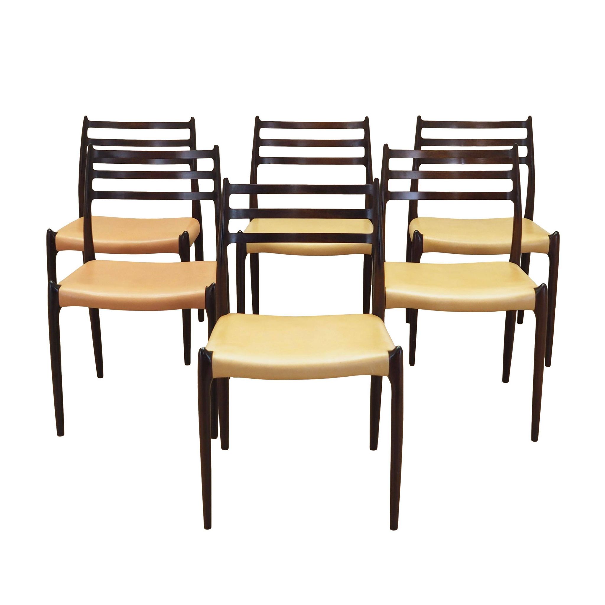 Set of six mahogany chairs, Danish design, 1960s, designer: Niels Otto Møll