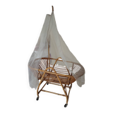 Magnificent vintage rattan cradle