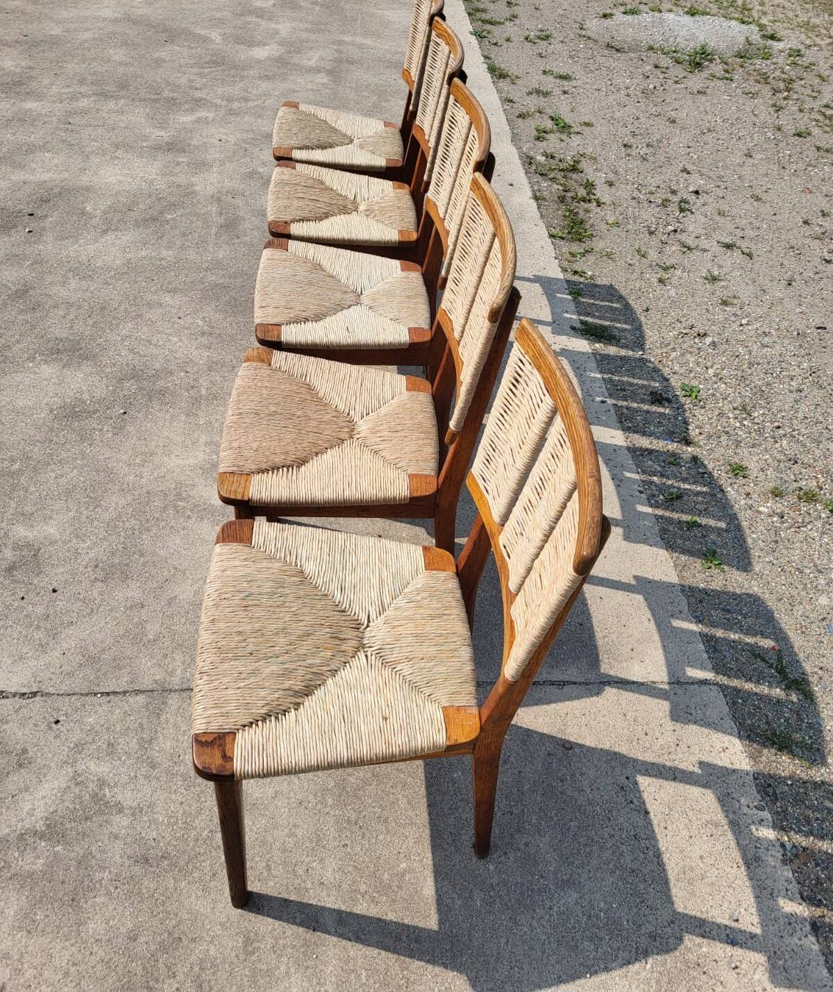 Set 6 vintage Dutch Design chair Mart Stam a2-1 wood rush rustic 1947