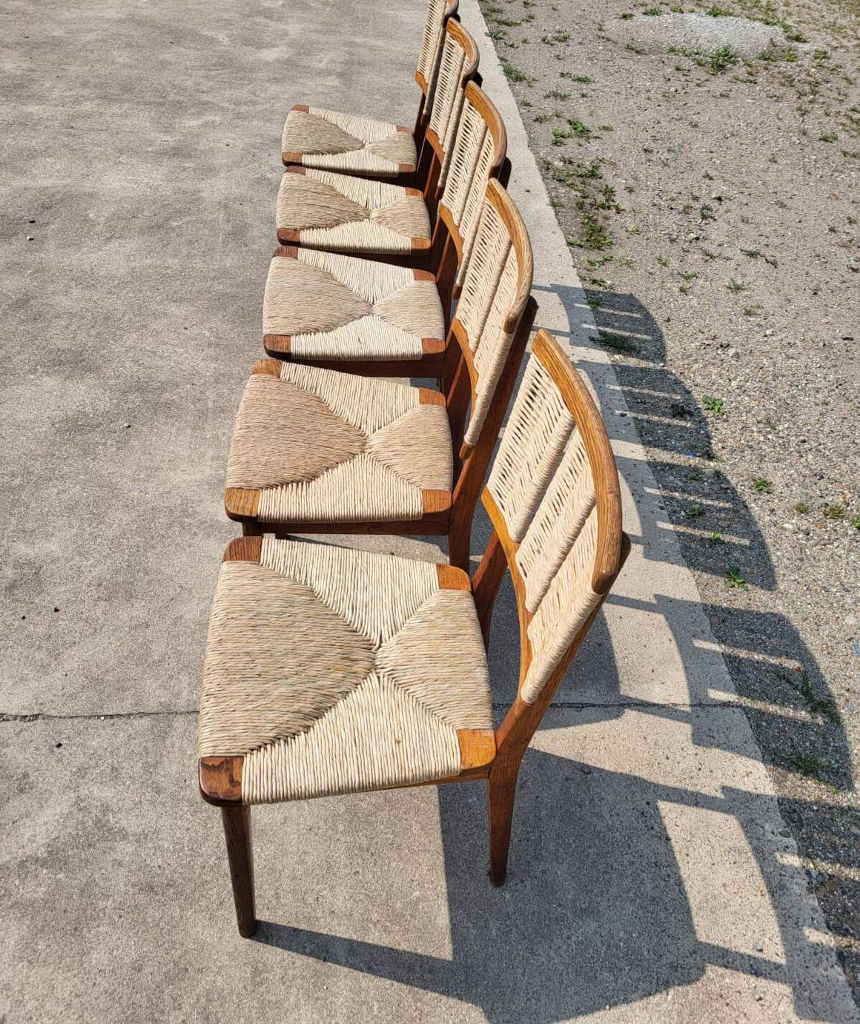 Set 6 vintage Dutch Design chair Mart Stam a2-1 wood rush rustic 1947