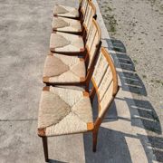 Set 6 vintage Dutch Design chair Mart Stam a2-1 wood rush rustic 1947