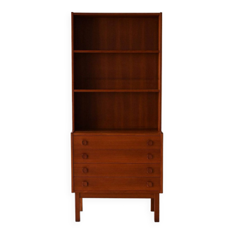 Teak bookcase with drawers