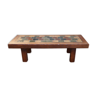 Coffee table oak and tiles