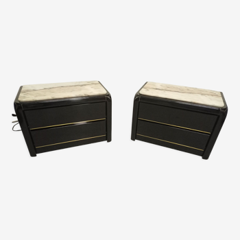 Pair of bedside tables lacquered and marble sofa ends