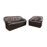 Vintage leather sofa set, 1970s