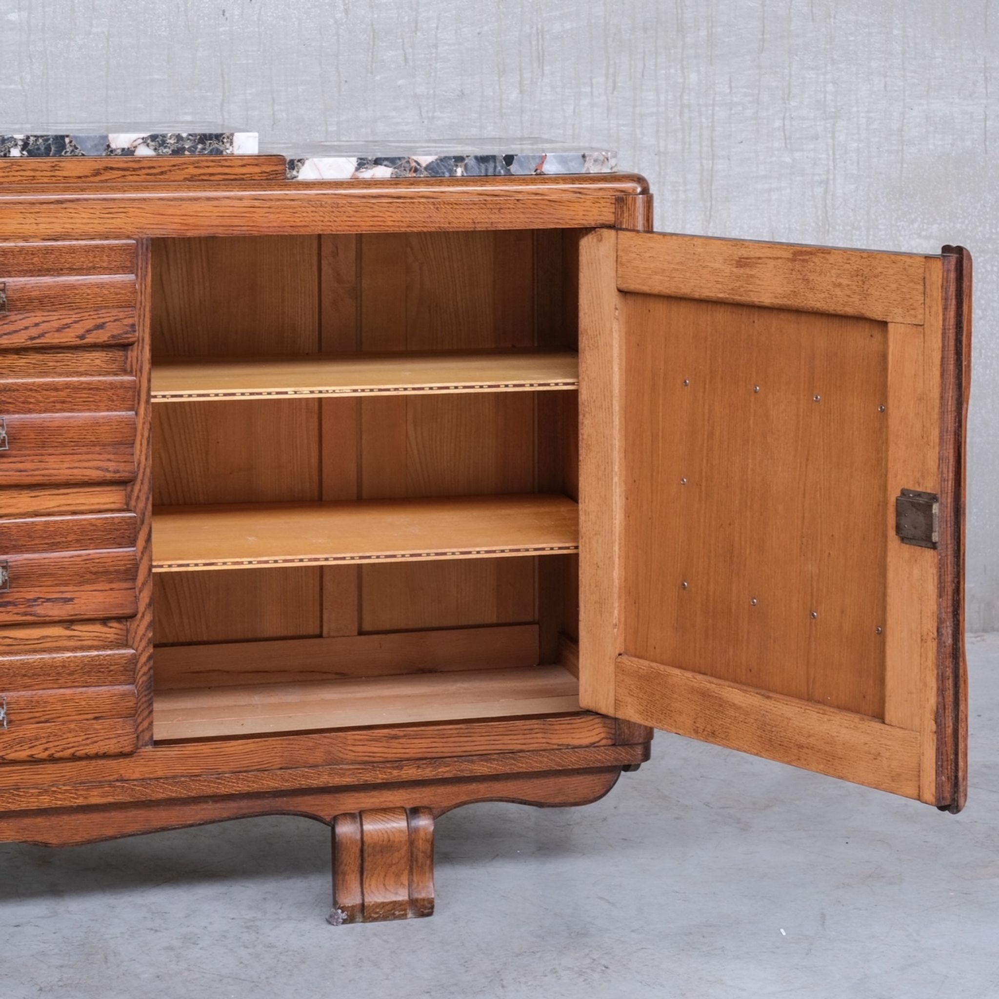 Art Deco French Marble Credenza or Sideboard