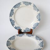 Set of 6 mismatched Iron Earth flat plates Sarreguemines and Lunéville