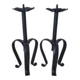 Large metal candlesticks in Brutalist style