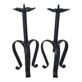 Large metal candlesticks in Brutalist style