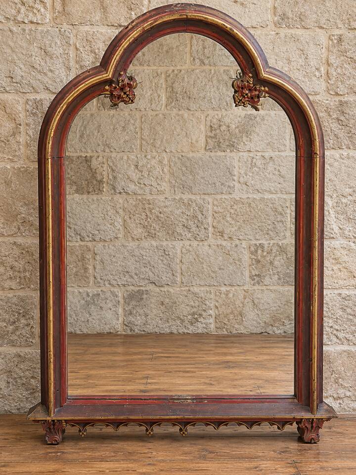 neogothic poly-lobed mirror in carved and gilded wood – 20th century