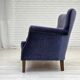 1960s, Danish 2-seater sofa, original blue furniture velour, beech wood.