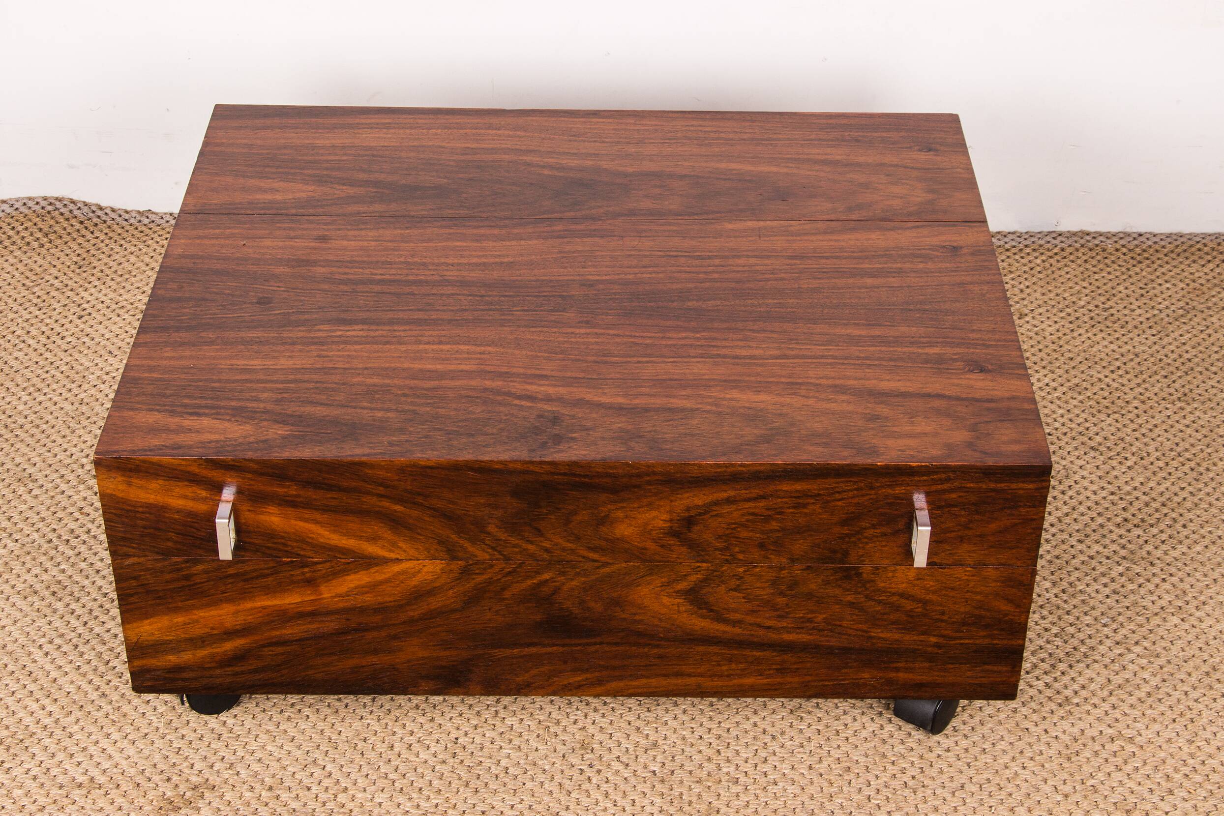Rolling coffee table on offer, Danish Rosewood 1960.
