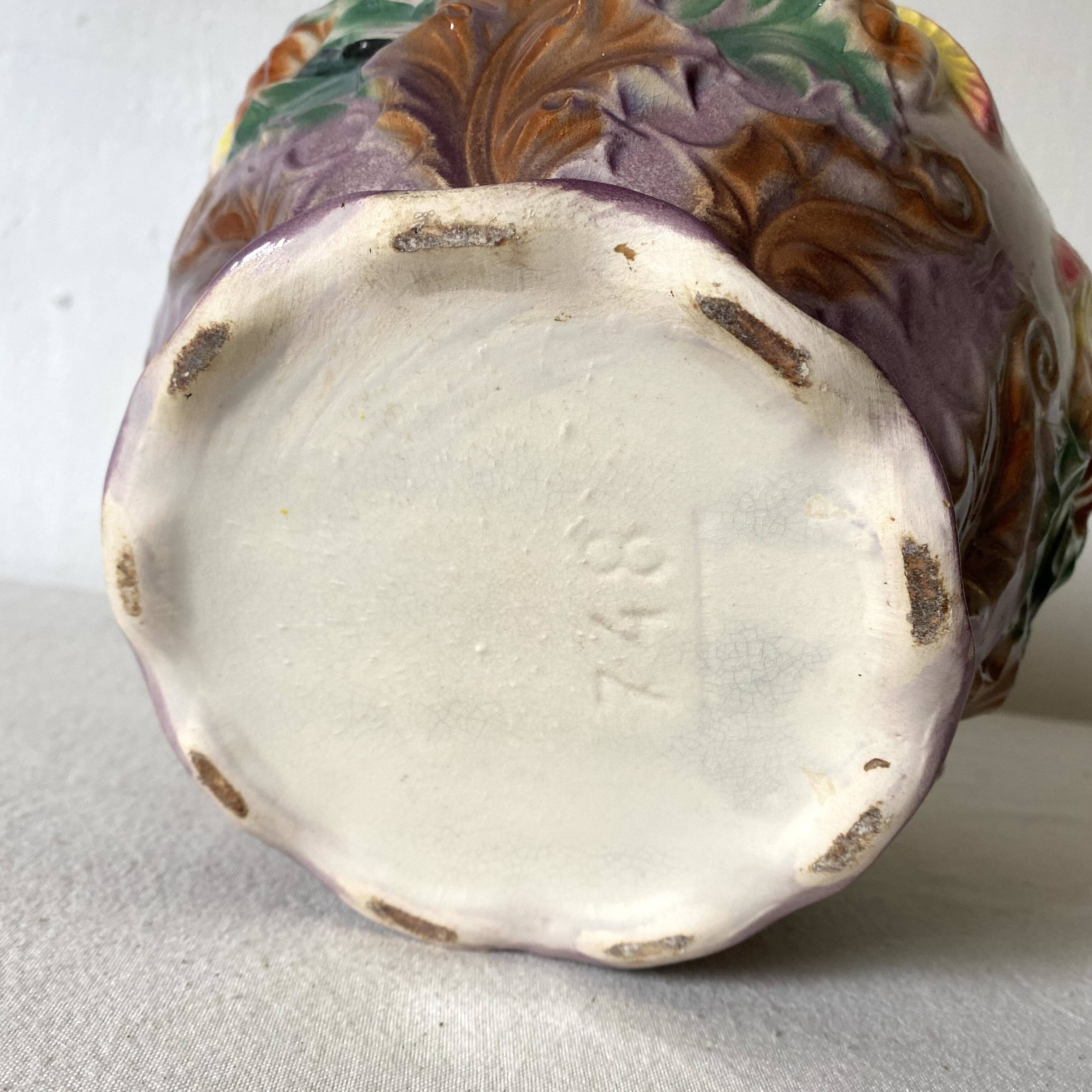 Old slip cachepot, thistles