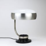 Oscar Torlasco black and nickel swivel desk lamp, Lumi Milano, Italy, 1960s.