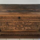 Antique Carved wooden chest with plant motif Renaissance period