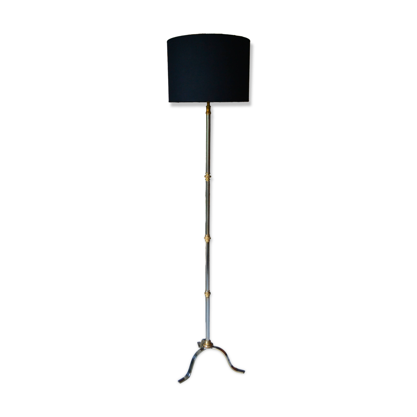 Lampadaire tripode vintage laiton doré