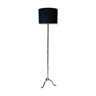 Vintage tripod floor lamp in golden brass