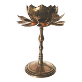 Candlestick, candle holder, modular lotus flower in brass, 50s feldman style