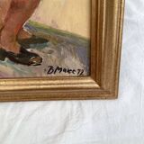 Oil painting on cardboard signed dimensions: height -42cm- width -33cm-