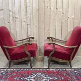 Pair of beech bridge armchairs from the 1950s