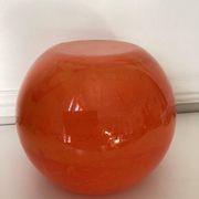 Vase boule en pâte de verre orange veiné,vintage 70 s
