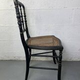 Chaise Napoleon III, Chiavari en bois noirci peint et cannage