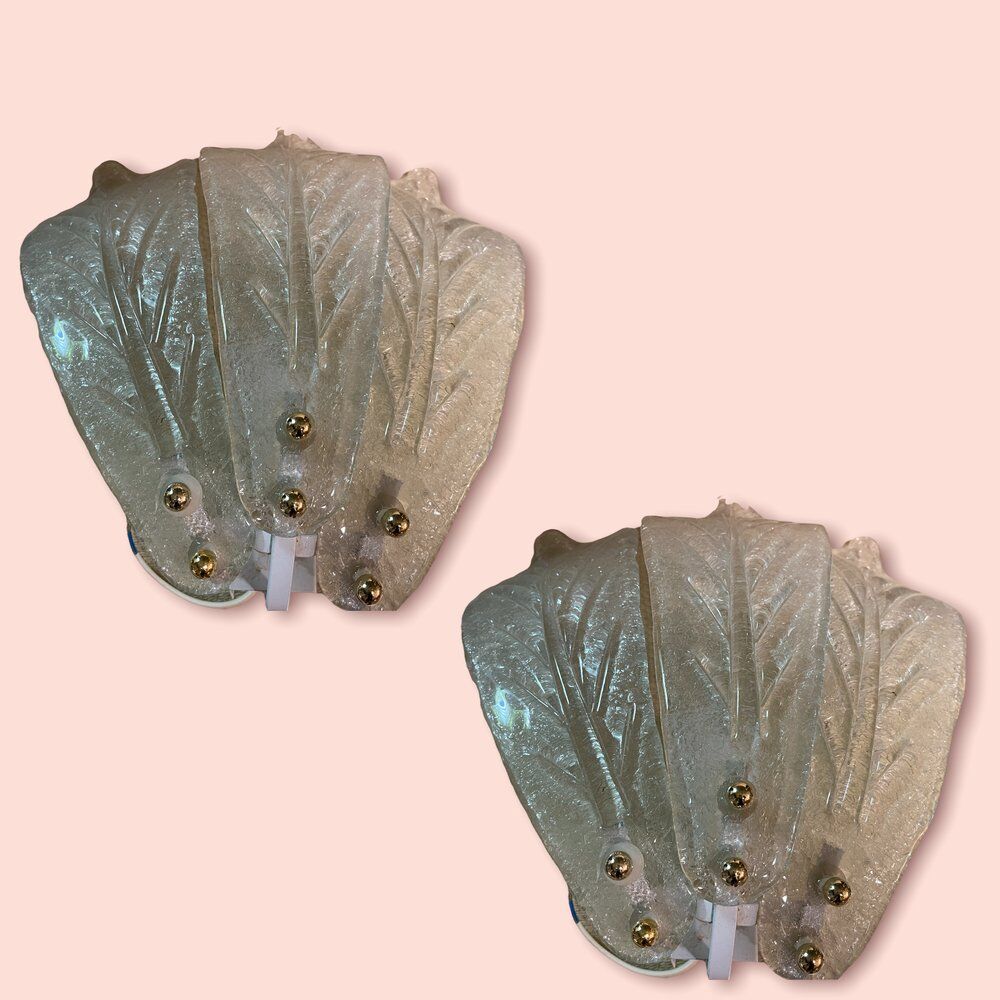 Murano glass leaf sconces, set of 2