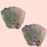 Murano glass leaf sconces, set of 2