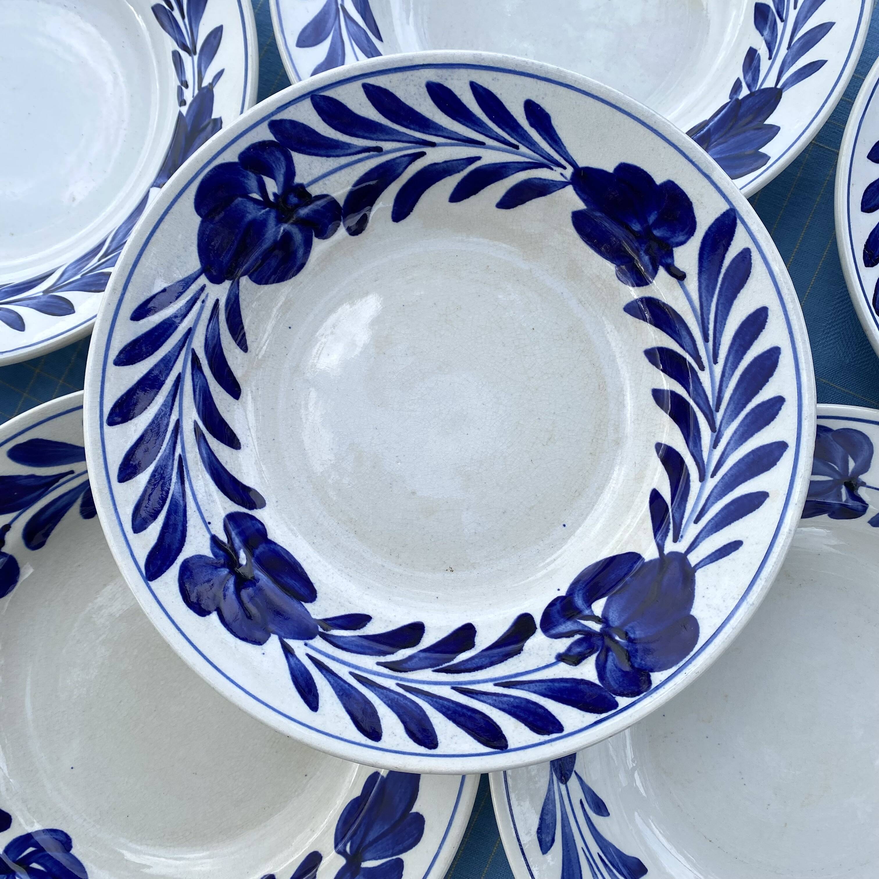 Cobalt blue floral deep plates from Lunéville.