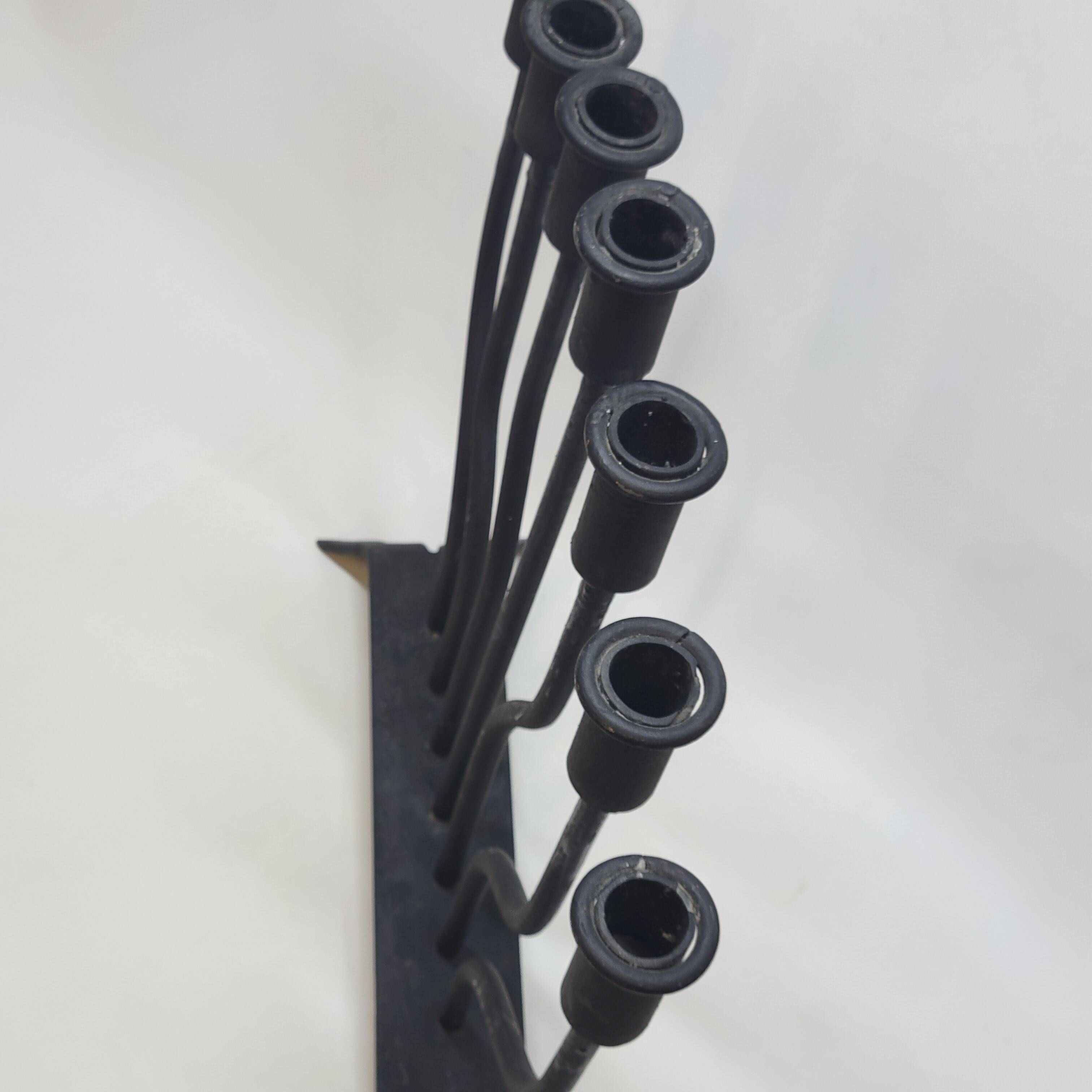 FOLK ART - JUDAICA Menorah Old Candlestick 7 arms of light in wrought iron