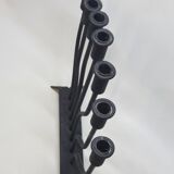 ART POPULAIRE - JUDAICA Menorah Ancien Chandelier 7 bras de lumière en fer forgé