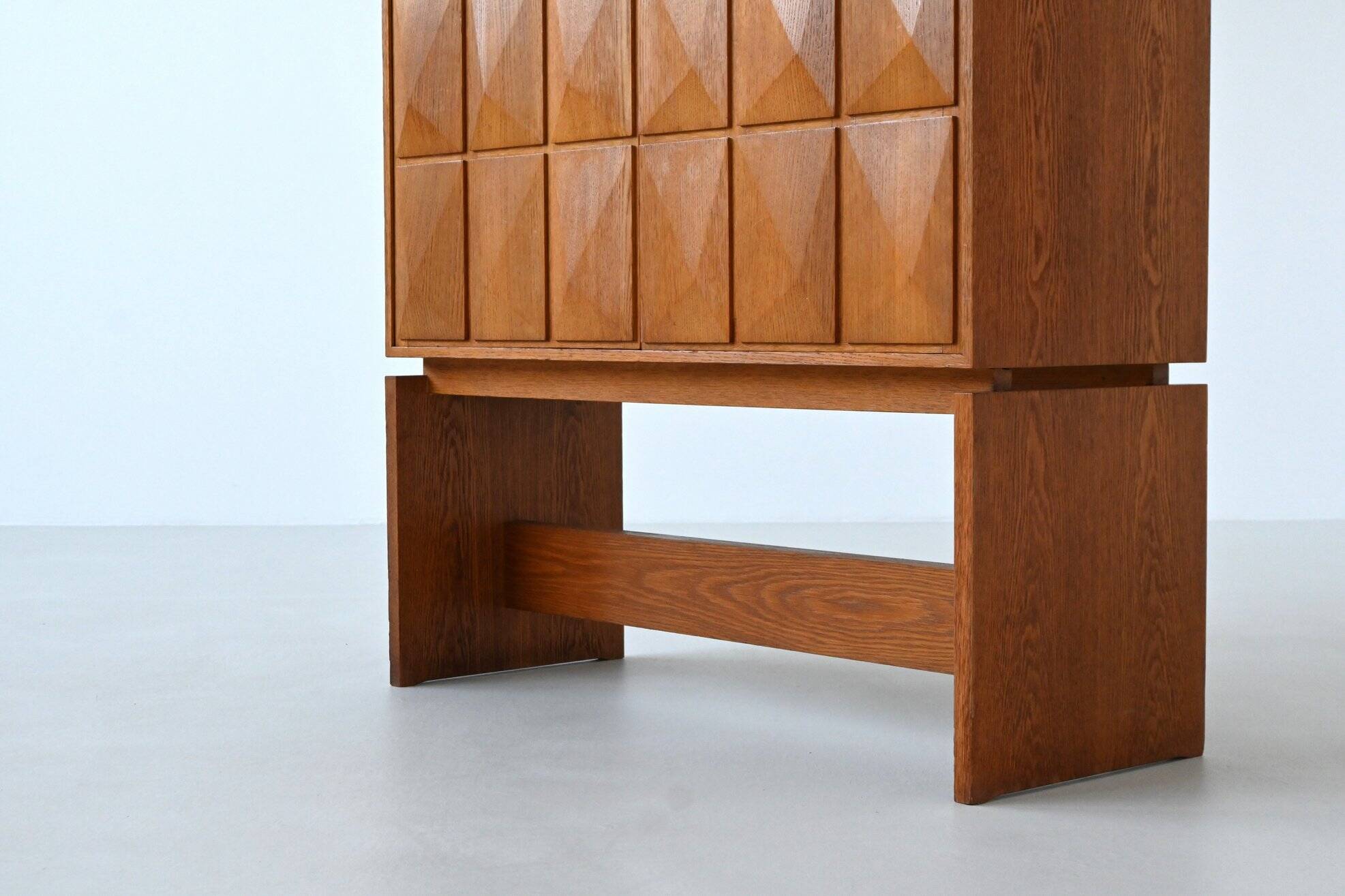 Large Brutalist highboard in oak Mid-Century Gemany 1970