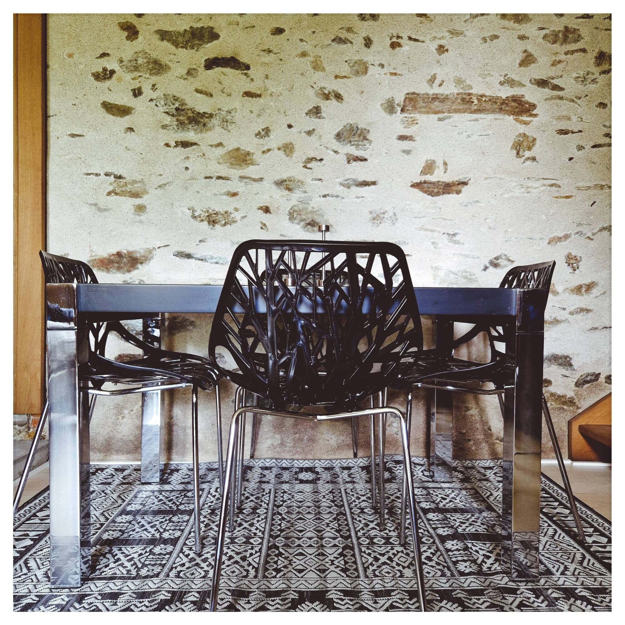 Smoked glass table with chromed metal legs La Metal ARREDO - Milano