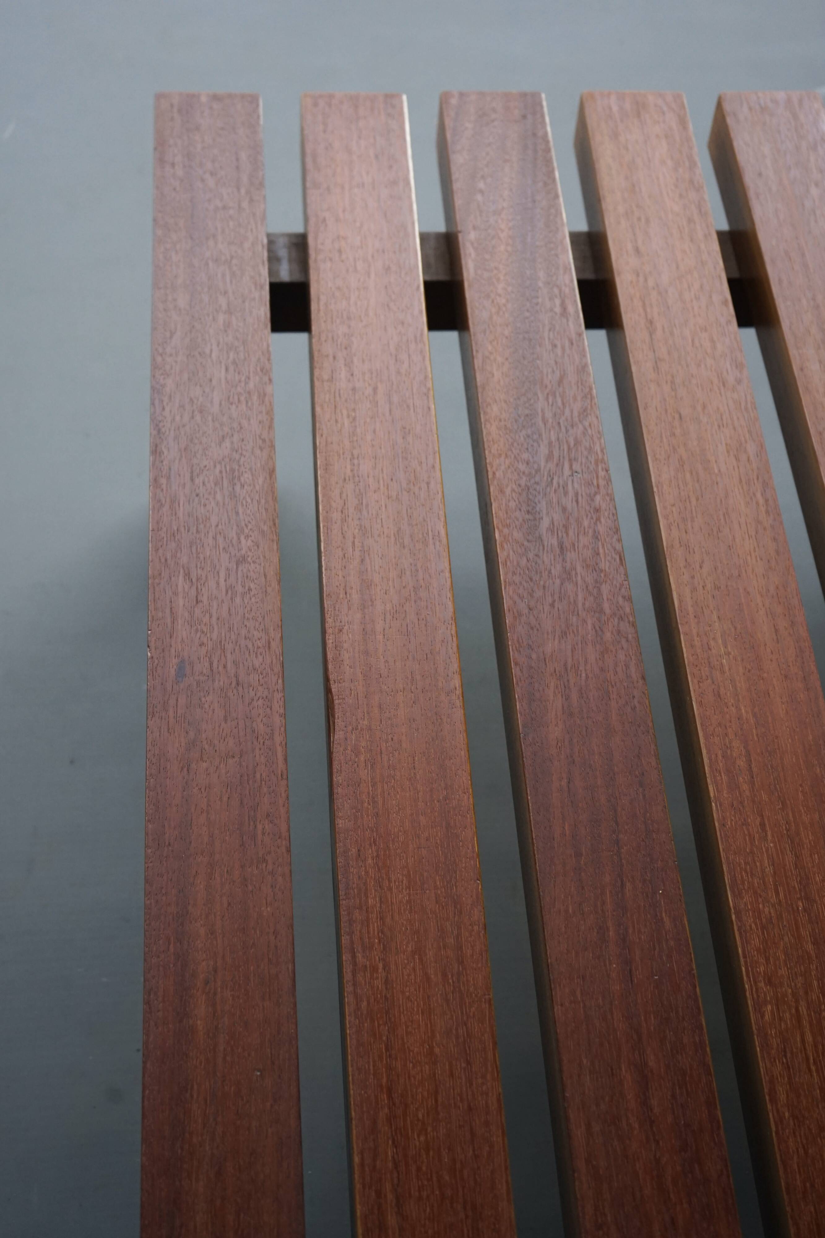 XL slatted teak bench from the 1960s