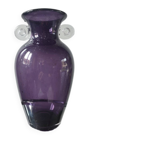 Vase italien vintage en verre d'art soufflé