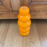 Vase bubble caterpillar orange glass double years 60 70