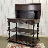 Henry II late 19th century oak serving trolley - top opens into a dresser