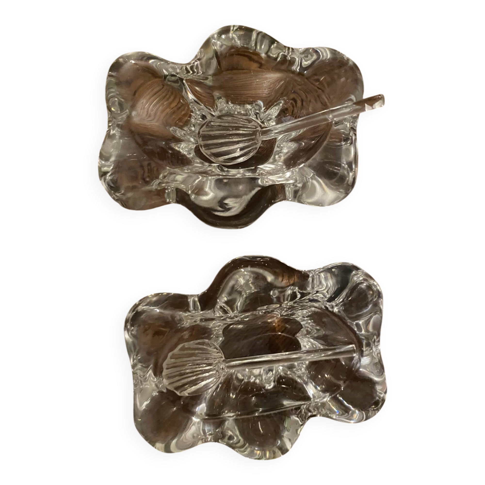 Pair of blown crystal salt shakers – Daum France – 1950s/1970s