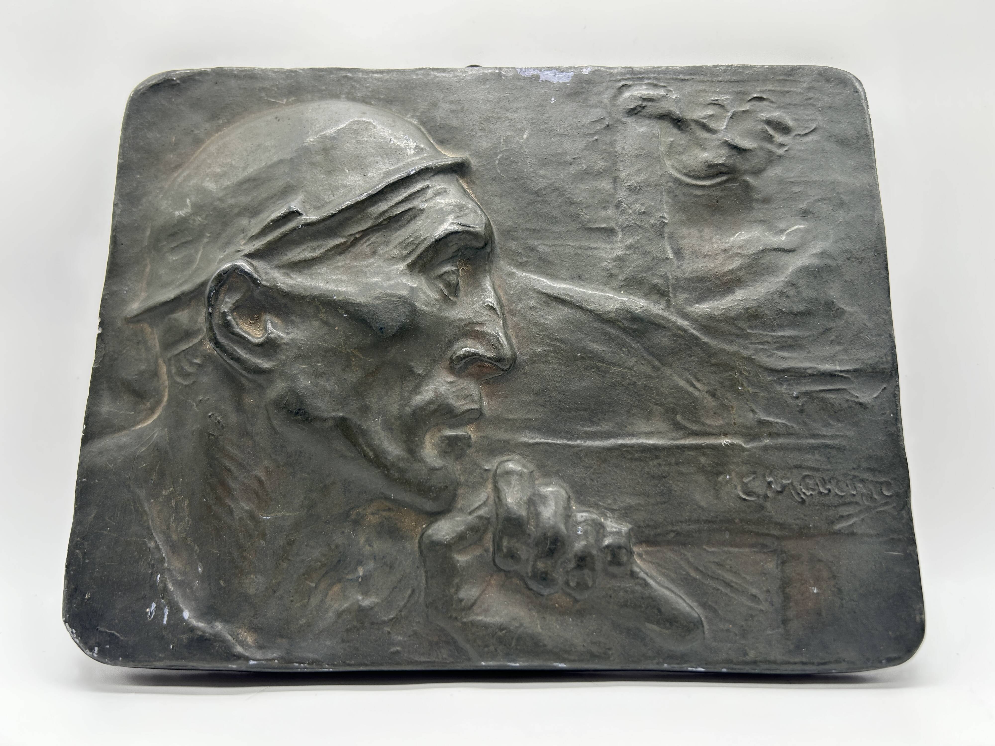 Plaster bas-relief "The Miner" by Constantin Meunier