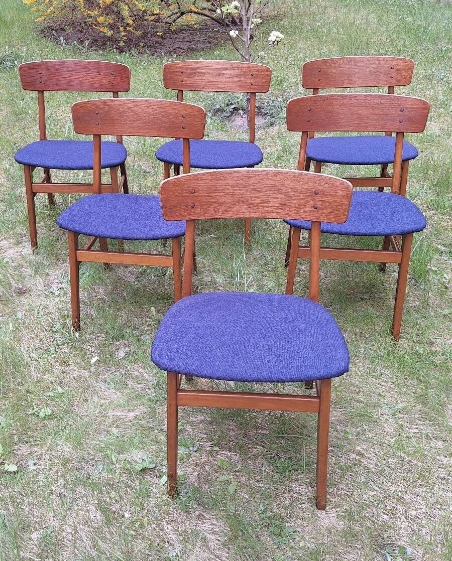 Mid century set of 6 teak dining chairs by Farstrup, Denmark 1960s